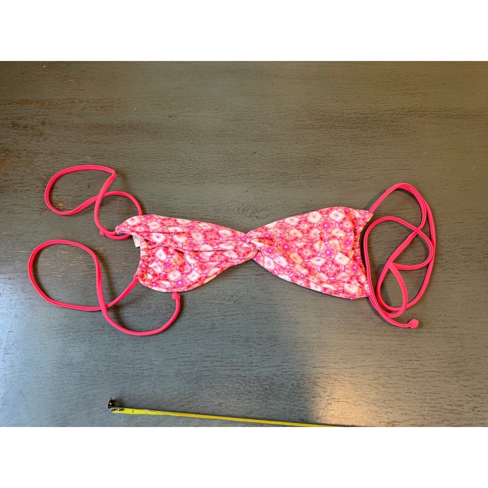 Gilly Hicks Pink Kaleidoscope Twist Front Bandeau Bikini Top Large